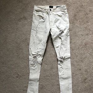 Mens Cotton:On Super Skinny Ripped White Denim Size 28